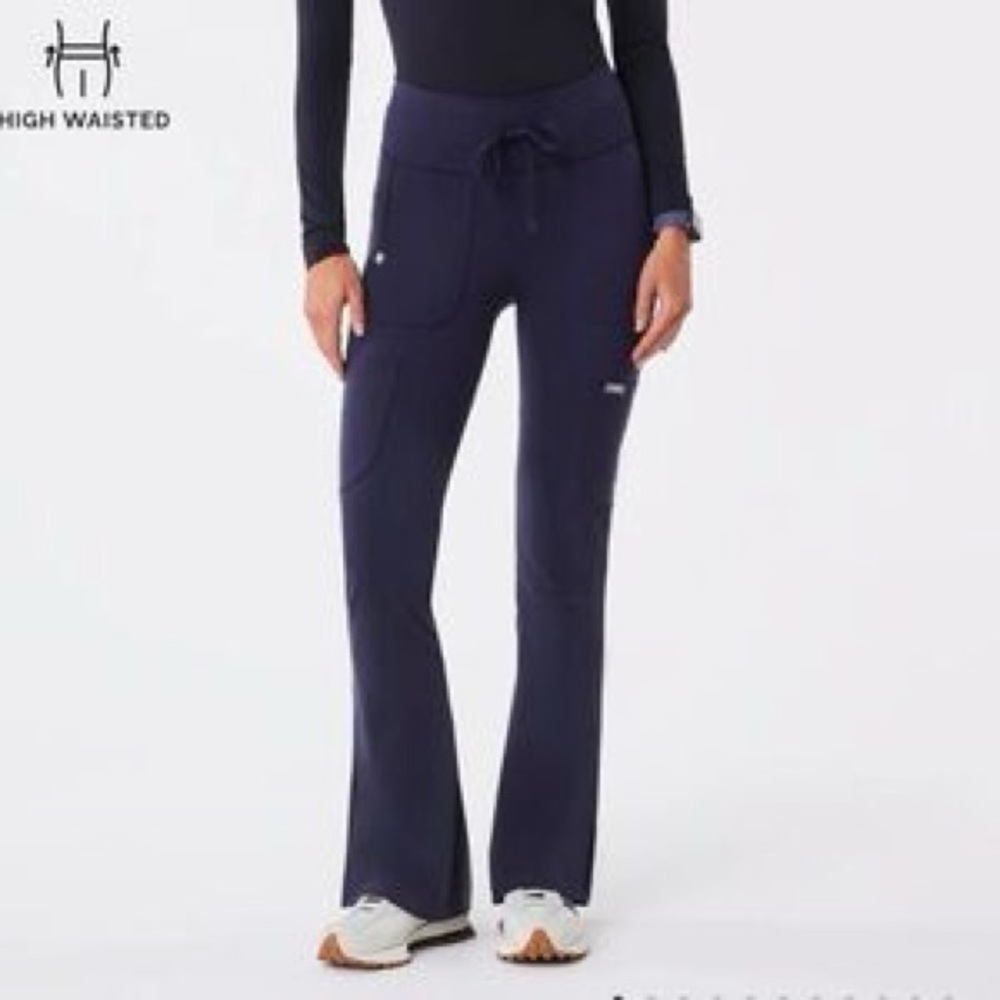 Figs Navy High Waisted Seville Flare Scrub Leggings Size XS AND XXS